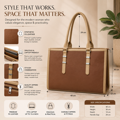 Two Tone Combination Tote Bags (Tan & Beige)