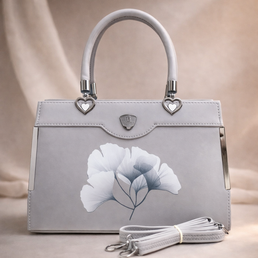 Floral Printed Handbag - Detachable Sling