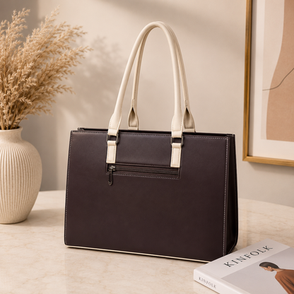 Two Tone Combination Tote Bags (Brown & Cream)