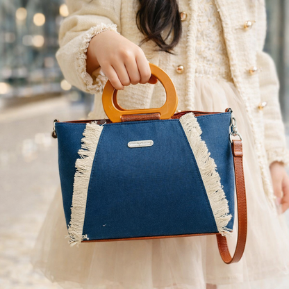 Cloth Handle Sling Bag (Blue)