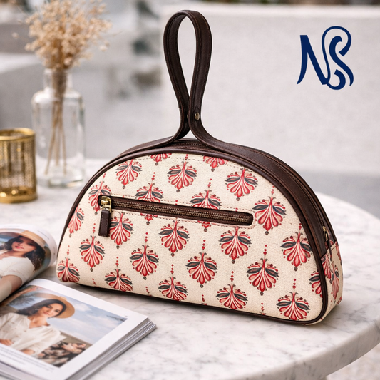 Wristlet Cum Sling Bag (White Floral)