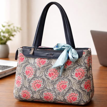 Triple Partition Canvas Handbag (Grey)