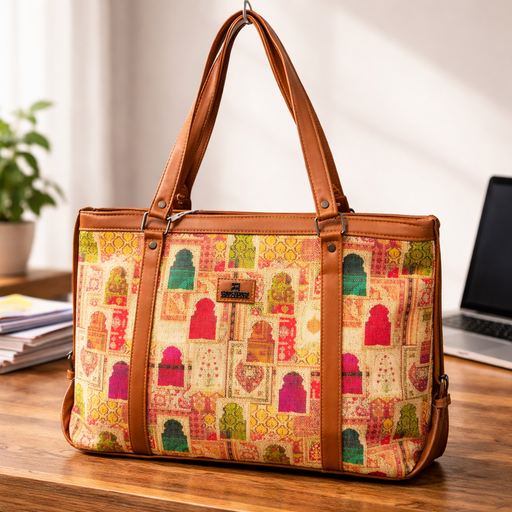 Sleek Laptop Canvas Tote Handbags (Tan)