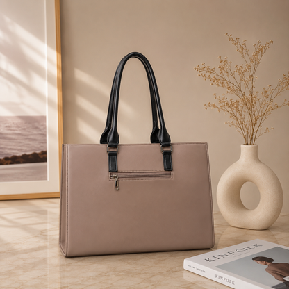 Two Tone Combination Tote Bags (Beige & Black)