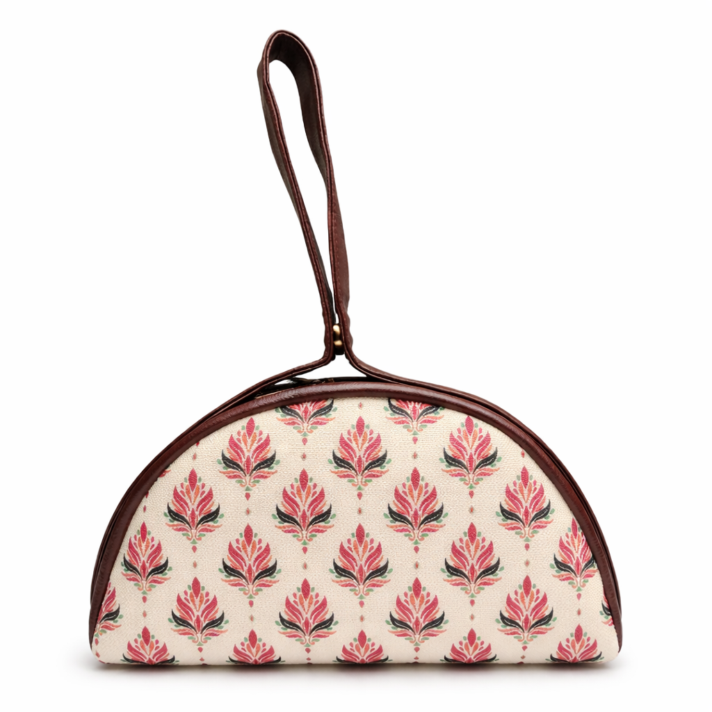 Wristlet Cum Sling Bag (White Floral)