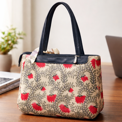 Triple Partition Canvas Handbag (Black)