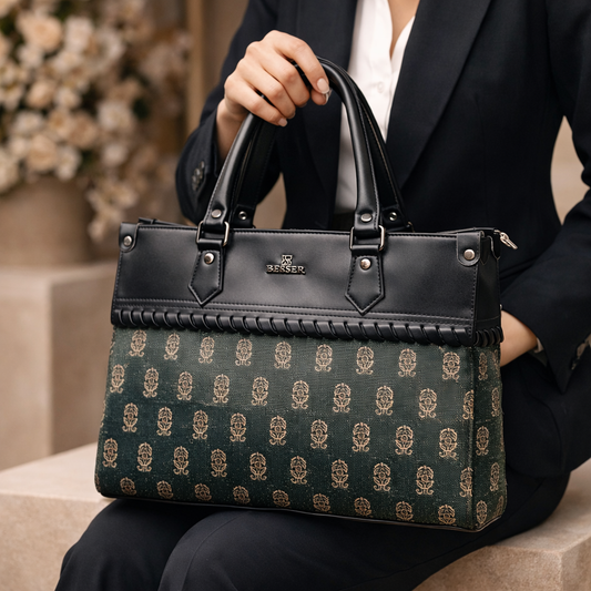 Cobbler Stitch Tote Bag Black Floral