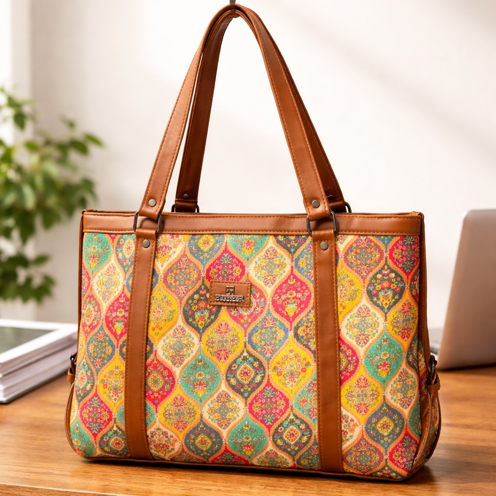 Sleek Laptop Canvas Tote Handbags (Golden Brown)