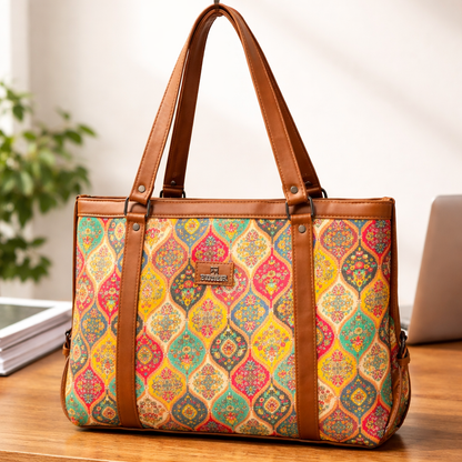 Sleek Laptop Canvas Tote Handbags (Golden Brown)