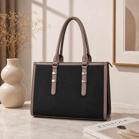 Two Tone Combination Tote Bags (Black)