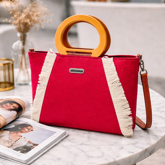 Cloth Handle Sling Bag (Red)
