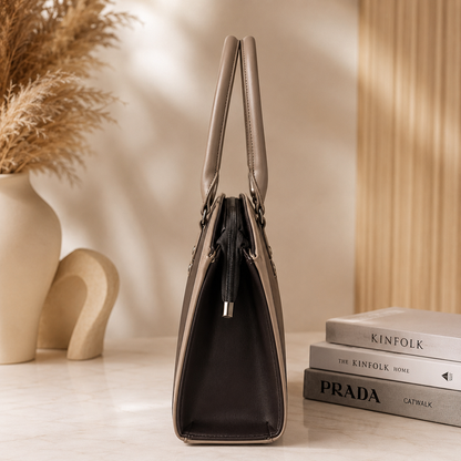 Two Tone Combination Tote Bags (Beige & Black)