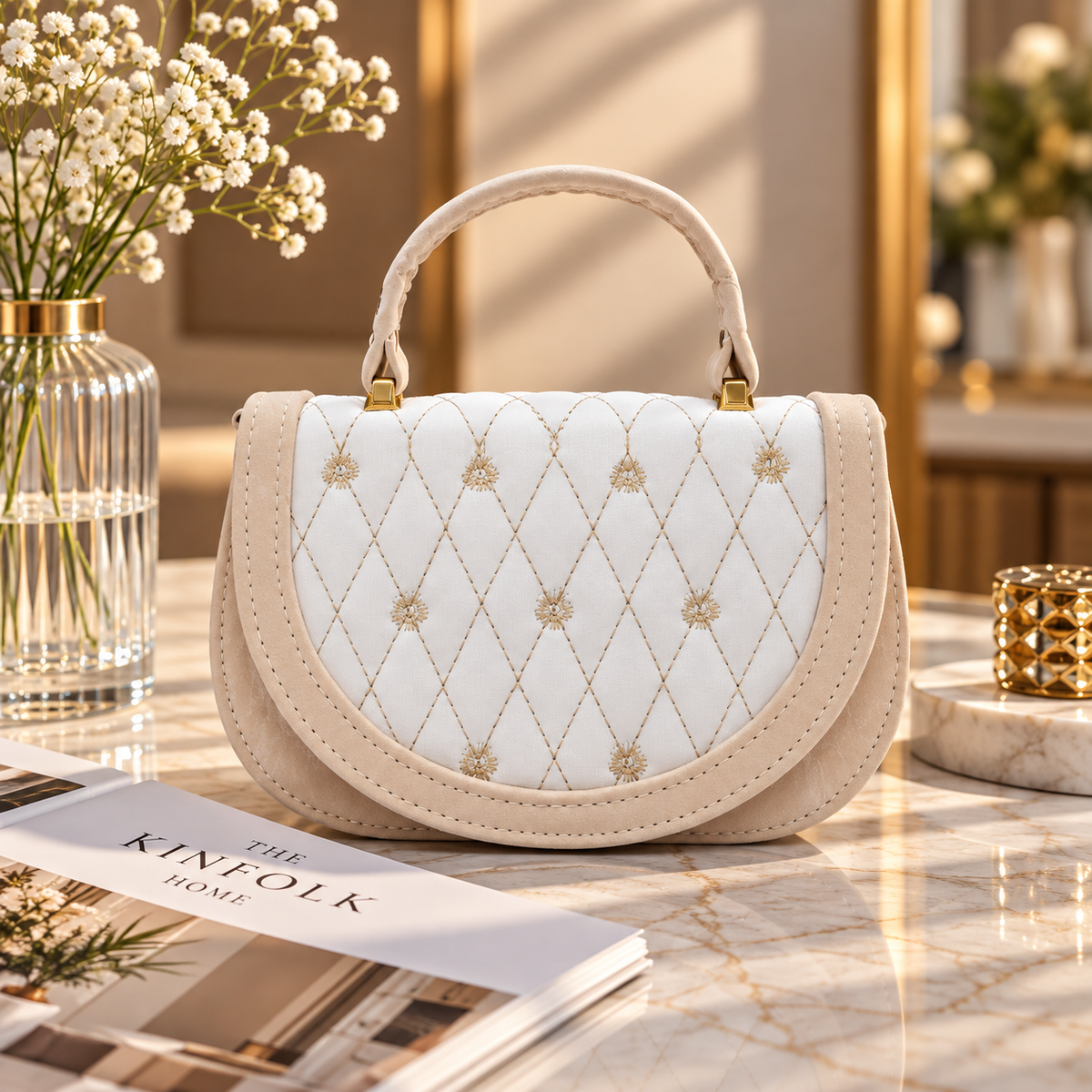 Soft Feel Sling Bag (Cream)