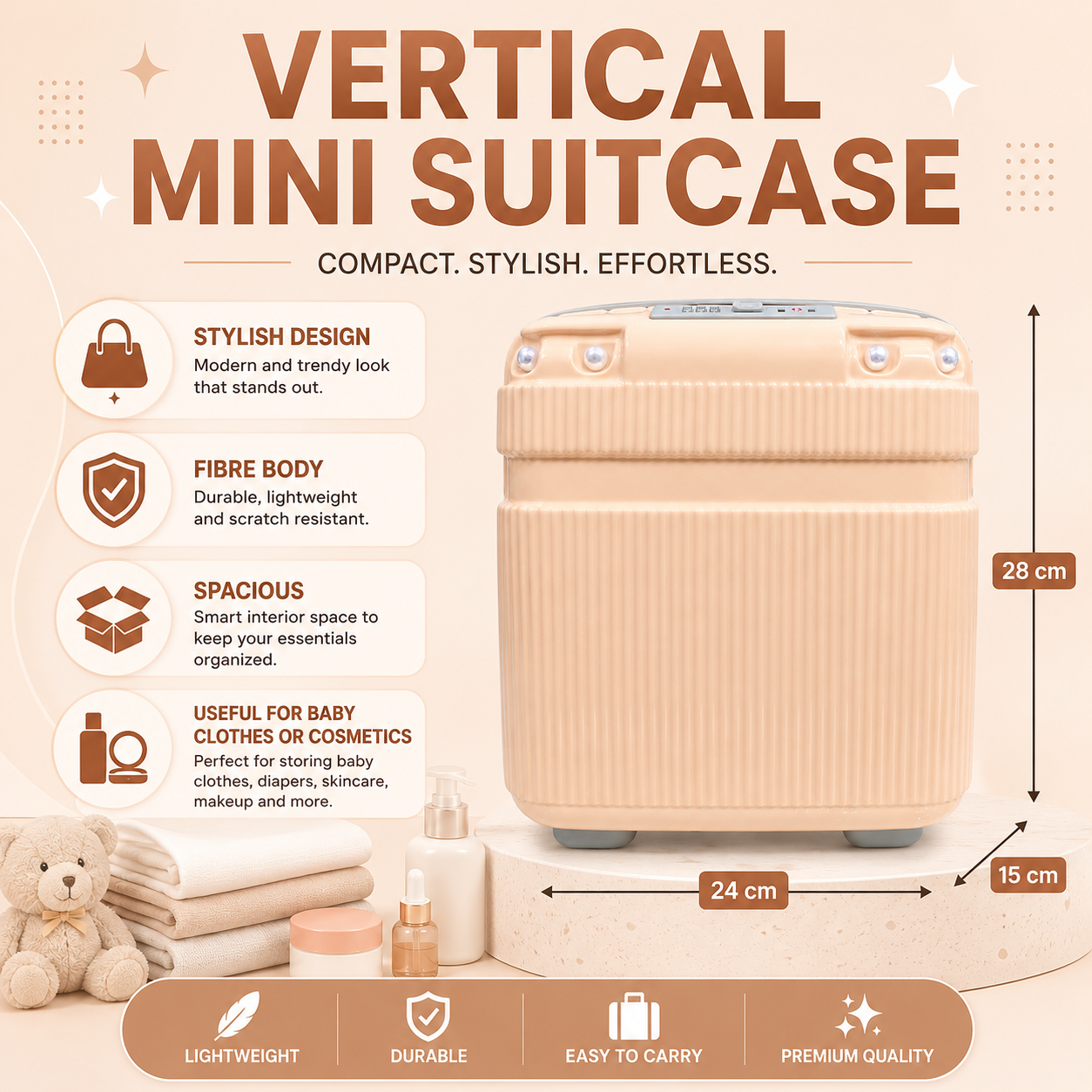 Vertical Mini Suitcase(Peach)