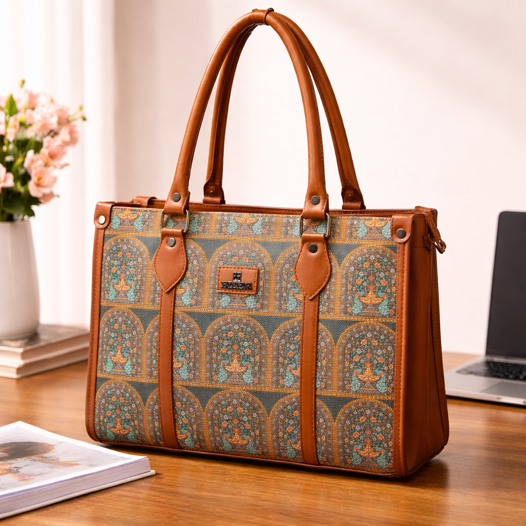 Printed Heritage Handbag (Brown)