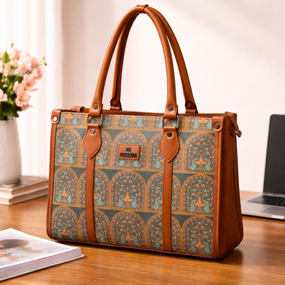 Printed Heritage Handbag (Brown)