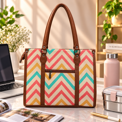 Eco Friendly Canvas Laptop Handbag (Lehri Zigzag)