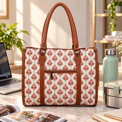 Eco Friendly Canvas Laptop Handbag (Indian Indian Work)