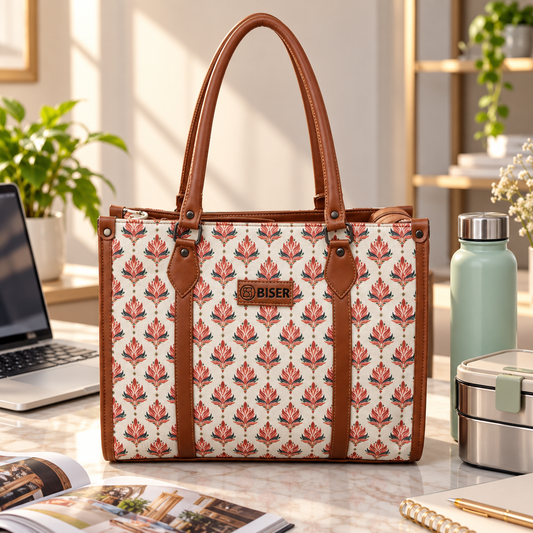 Eco Friendly Canvas Laptop Handbag (Indian Indian Work)